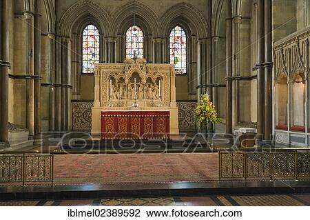 Stock Image - "Rochester Cathedral interior, Rochester, Kent, England, United Kingdom, Europe". Fotosearch