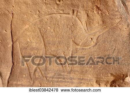 "Rock engraving of a rhino, Neolithic rock art, Tadrart, Tassili n'Ajjer National Park, Unesco World Heritage Site, Algeria, Sahara, North Africa, Africa" View Large Photo Image Stock Photo - "Rock engraving of a rhino, Neolithic rock art, Tadrart, Tassili n'Ajjer National Park, Unesco World Heritage Site, Algeria, Sahara, North Africa, Africa". Fotosearch