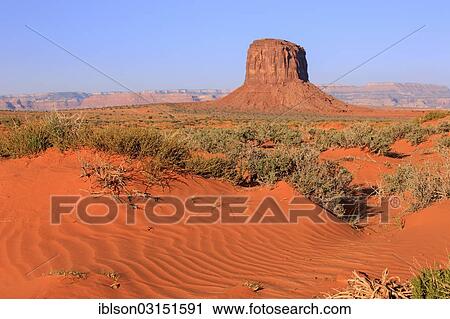 Stock Image - "Rock formation, desert, Monument Valley Navajo Tribal Park, Utah, United States, North America". Fotosearch