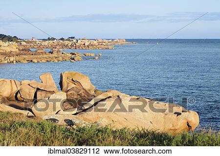 "Rock formations at the Sentier des Douaniers hiking trail, Customs Officers' Route, Cote de Granit Rose, Cotes d’Armor, Brittany, France, Europe" View Large Photo Image Stock Image - "Rock formations at the Sentier des Douaniers hiking trail, Customs Officers' Route, Cote de Granit Rose, Cotes d’Armor, Brittany, France, Europe". Fotosearch