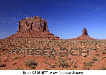 Stock Photo - "Rock formations, desert, Monument Valley Navajo Tribal Park, Utah, United States, North America". Fotosearch