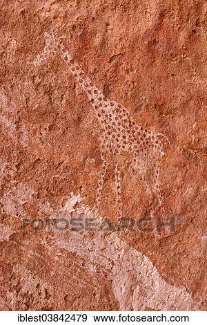 "Rock painting of a giraffe, Neolithic rock art, Tadrart, Tassili n'Ajjer National Park, Unesco World Heritage Site, Algeria, Sahara, North Africa, Africa" View Large Photo Image Stock Photo - "Rock painting of a giraffe, Neolithic rock art, Tadrart, Tassili n'Ajjer National Park, Unesco World Heritage Site, Algeria, Sahara, North Africa, Africa". Fotosearch