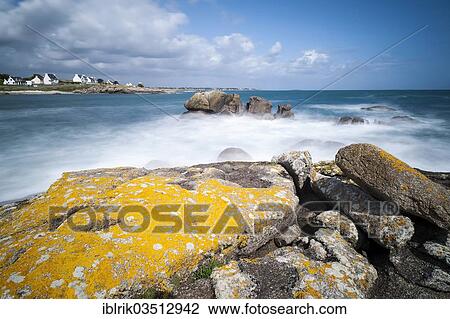 Stock Image - "Rocks on the Atlantic Coast, Pointe de Trevignon, Trevignon, Departement Finistere, Brittany, France, Europe". Fotosearch