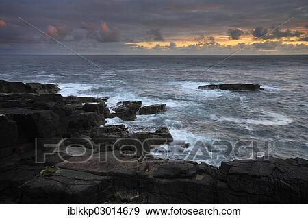 "Rocks on the coast of the Atlantic Ocean in the evening, Northern Highlands, Highlands, Sutherland County, Highland, Scotland, United Kingdom, Europe" View Large Photo Image Stock Photo - "Rocks on the coast of the Atlantic Ocean in the evening, Northern Highlands, Highlands, Sutherland County, Highland, Scotland, United Kingdom, Europe". Fotosearch