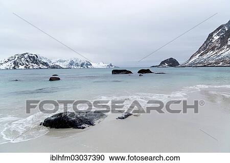 "Rocky bay in a fjord landscape in winter, Vestvagoy, Lofoten, Nordland, Northern Norway, Norway, Europe" View Large Photo Image Stock Image - "Rocky bay in a fjord landscape in winter, Vestvagoy, Lofoten, Nordland, Northern Norway, Norway, Europe". Fotosearch