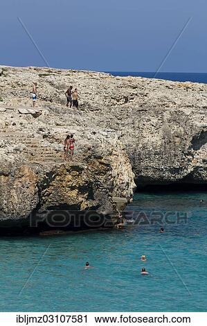 Stock Image - "Rocky coast, Cala Romaguera, Mallorca, Majorca, Balearic Islands, Spain, Europe". Fotosearch