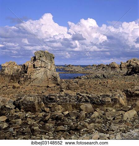 Stock Image - "Rocky coast, Normandy, France, Europe". Fotosearch