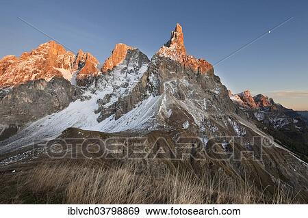 "Rolle Pass at sunset in autumn, Dolomites, Trentino, Italy, Europe" View Large Photo Image Stock Photo - "Rolle Pass at sunset in autumn, Dolomites, Trentino, Italy, Europe". Fotosearch
