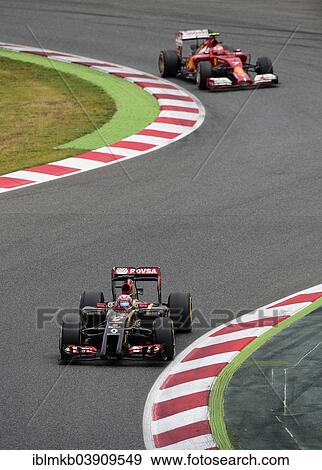 "Romain Grosjean, Lotus E22, ahead of Kimi Raikkonen, Ferrari F14 T, Formula 1, 2014 season, Grand Prix of Spain, Circuit de Barcelona-Catalunya, Montmelo, Spain, Europe" View Large Photo Image Stock Photo - "Romain Grosjean, Lotus E22, ahead of Kimi Raikkonen, Ferrari F14 T, Formula 1, 2014 season, Grand Prix of Spain, Circuit de Barcelona-Catalunya, Montmelo, Spain, Europe". Fotosearch