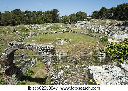 "Roman Amphitheatre, Neapolis Archaeological Park, Siracusa, Syracuse, Sicily, Italy, Europe" View Large Photo Image Stock Photo - "Roman Amphitheatre, Neapolis Archaeological Park, Siracusa, Syracuse, Sicily, Italy, Europe". Fotosearch