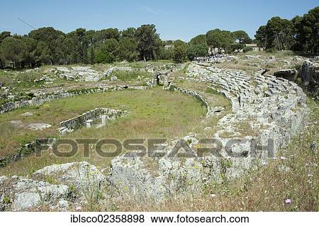 "Roman Amphitheatre, Neapolis Archaeological Park, Siracusa, Syracuse, Sicily, Italy, Europe" View Large Photo Image Stock Photo - "Roman Amphitheatre, Neapolis Archaeological Park, Siracusa, Syracuse, Sicily, Italy, Europe". Fotosearch