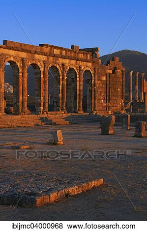"Roman ruins of Volubilis, UNESCO World Heritage Site, evening light, Mulay Idris, Meknes, Morocco, Africa" View Large Photo Image Stock Photo - "Roman ruins of Volubilis, UNESCO World Heritage Site, evening light, Mulay Idris, Meknes, Morocco, Africa". Fotosearch