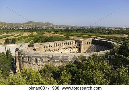 "Roman theatre, ancient city of Aspendos, Pamphylia, Antalya Province, Turkey, Asia" View Large Photo Image Stock Photo - "Roman theatre, ancient city of Aspendos, Pamphylia, Antalya Province, Turkey, Asia". Fotosearch