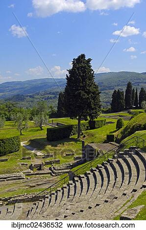 Stock Image - "Roman Theatre, Fiesole, Province of Florence, Tuscany, Italy, Europe". Fotosearch