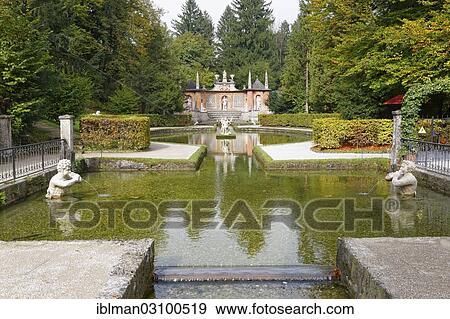 Stock Photo - "Roman theatre, water features in the park, Schloss Hellbrunn, Hellbrunn Palace, Hellbrunn, Salzburg, Salzburg State, Austria, Europe". Fotosearch