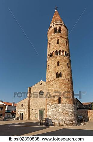 "Romanesque Cathedral of St. Stephen, Duomo, with cylindrical bell tower, Campanile, Caorle, Veneto, Italy, Europe" View Large Photo Image Stock Photo - "Romanesque Cathedral of St. Stephen, Duomo, with cylindrical bell tower, Campanile, Caorle, Veneto, Italy, Europe". Fotosearch