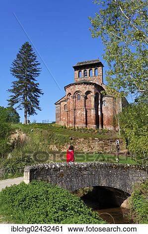 Stock Image - "Romanesque church of Perse, Espalion, Vallee du Lot, Lot valley, Aveyron, Midi-Pyrenees, France, Europe". Fotosearch