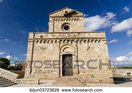 Stock Photo - "Romanesque-Pisan Cathedral of Santa Maria di Monserrato, consecrated in 1312, Sulcis, Sardinia, Italy, Europe". Fotosearch