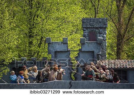 Stock Photo - "Ronia the Robber's Daughter, after the children's book by Astrid Lindgren, Waldbuehne Heessen open-air theatre, Heessen, Hamm, North Rhine-Westphalia, Germany, Europe". Fotosearch