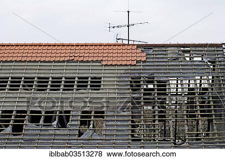 "Roof, almost totally untiled, demolition of a house, North Rhine-Westphalia, Germany, Europe" View Large Photo Image Stock Photo - "Roof, almost totally untiled, demolition of a house, North Rhine-Westphalia, Germany, Europe". Fotosearch