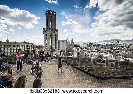 Stock Image - "Roof terrace of the church Esglesia de la Merce, Barcelona, Catalonia, Spain, Europe". Fotosearch