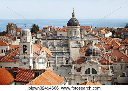 "Roof tops of Dubrovnik with cathedral, Croatia, Europe" View Large Photo Image Stock Photograph - "Roof tops of Dubrovnik with cathedral, Croatia, Europe". Fotosearch