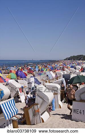 Stock Photo - "Roofed wicker beach chairs on a beach, Kuhlungsborn, Mecklenburg-Western Pomerania, Germany, Europe". Fotosearch