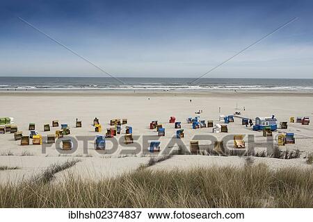 "Roofed wicker beach chairs on the beach of Juist island, North Sea, Lower Saxony Wadden Sea, East Frisia, Lower Saxony, Germany, Europe" View Large Photo Image Stock Photo - "Roofed wicker beach chairs on the beach of Juist island, North Sea, Lower Saxony Wadden Sea, East Frisia, Lower Saxony, Germany, Europe". Fotosearch