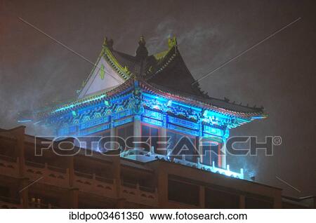 "Rooftop pagoda on a modern building during a snowstorm, Montreal, Quebec Province, Canada, North America" View Large Photo Image Stock Image - "Rooftop pagoda on a modern building during a snowstorm, Montreal, Quebec Province, Canada, North America". Fotosearch
