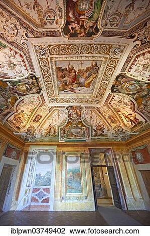 Stock Image - "Room of Hercules, Sala di Ercole, Renaissance frescoes depicting the deeds of Hercules, Villa d'Este, UNESCO World Heritage Site, Tivoli, Lazio, Italy, Europe". Fotosearch