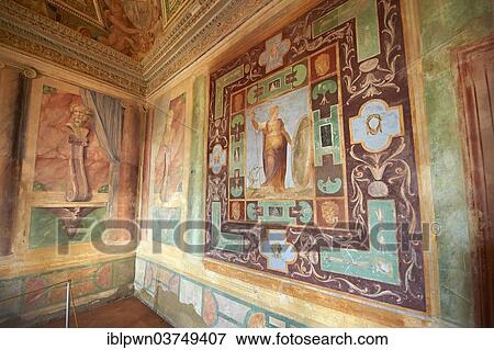 Stock Photo - "Room of The Nobility, Stanza della Nobilta, Renaissance paintings by Federico Zuccari, Villa d'Este, UNESCO World Heritage Site, Tivoli, Lazio, Italy, Europe". Fotosearch