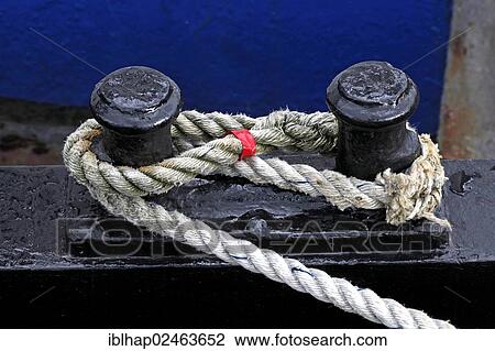 Stock Image - "Rope in the port of Karlshagen, Usedom Island, Mecklenburg-Western Pomerania, Germany, Europe". Fotosearch