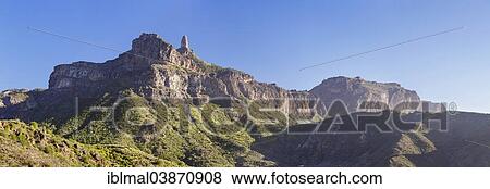 Stock Photo - "Roque Nublo rock formation, Gran Canaria, Canary Islands, Spain, Europe". Fotosearch