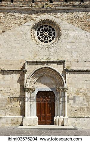 Picture - "Rose window, porch, cathedral, Cattedrale di San Giuseppe, 13th century, historic center, Vasto, Abruzzo, Italy, Europe". Fotosearch
