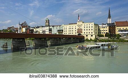 "Rote Brucke bridge with Brucktor gate, excursion boat on the Inn River, Wasserburg am Inn, Upper Bavaria, Bavaria, Germany, Europe" View Large Photo Image Stock Photo - "Rote Brucke bridge with Brucktor gate, excursion boat on the Inn River, Wasserburg am Inn, Upper Bavaria, Bavaria, Germany, Europe". Fotosearch