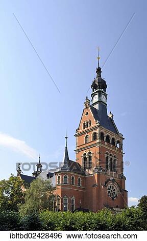 Stock Photograph - "Rote Kirche"""", """"Red Church"""", Luther Church, Radebeul-East, Saxony, Germany, Europe". Fotosearch