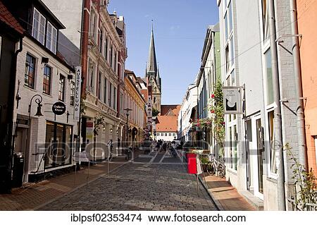 "Rote Strasse, street looking towards the Church of St. Nicholas, Flensburg, Schleswig-Holstein, Germany, Europe" View Large Photo Image Picture - "Rote Strasse, street looking towards the Church of St. Nicholas, Flensburg, Schleswig-Holstein, Germany, Europe". Fotosearch