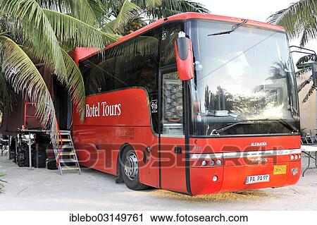 Stock Image - "Rotel Tours, a rolling hotel or hotel on wheels, Paamul campgrounds, Paamul, Quintana Roo, Mexico, North America". Fotosearch