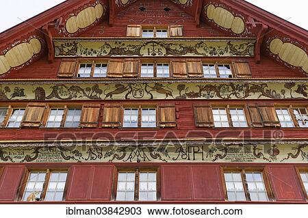 "Rotes Haus"""" building, the former Gasthof Engel hotel, Langenegg, Bregenz Forest, Vorarlberg, Austria, Europe" View Large Photo Image Stock Image - "Rotes Haus"""" building, the former Gasthof Engel hotel, Langenegg, Bregenz Forest, Vorarlberg, Austria, Europe". Fotosearch