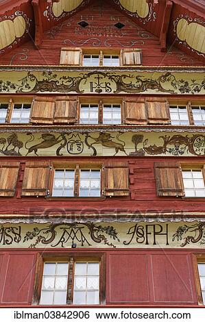 "Rotes Haus"""" building, the former Gasthof Engel hotel, Langenegg, Bregenz Forest, Vorarlberg, Austria, Europe" View Large Photo Image Stock Photograph - "Rotes Haus"""" building, the former Gasthof Engel hotel, Langenegg, Bregenz Forest, Vorarlberg, Austria, Europe". Fotosearch