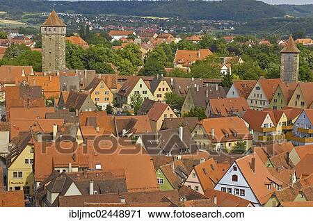 Stock Image - "Rothenburg ob der Tauber, Romantic Road, Romantische Strasse, Franconia, Bavaria, Germany, Europe". Fotosearch