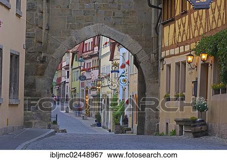Stock Photo - "Rothenburg ob der Tauber, Romantic Road, Romantische Strasse, Franconia, Bavaria, Germany, Europe". Fotosearch