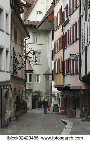 Row of houses in the historic district, Upper historic district, Zug, Central Switzerland, Switzerland, Europe View Large Photo Image Stock Photography - Row of houses in the historic district, Upper historic district, Zug, Central Switzerland, Switzerland, Europe. Fotosearch