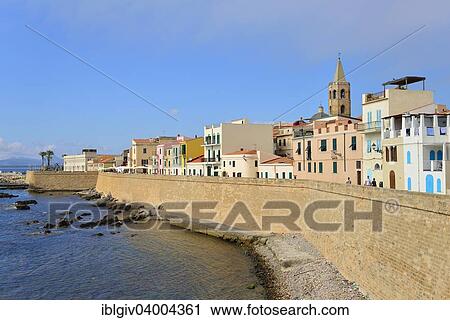 "Row of houses on the old ramparts by the sea, Alghero, Province of Sassari, Sardinia, Italy, Europe" View Large Photo Image Stock Image - "Row of houses on the old ramparts by the sea, Alghero, Province of Sassari, Sardinia, Italy, Europe". Fotosearch