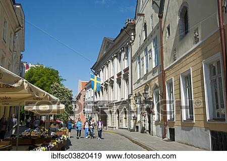 Stock Photo - "Row of houses, Pikk, historic centre, Tallinn, Estonia, Baltic States, Europe". Fotosearch