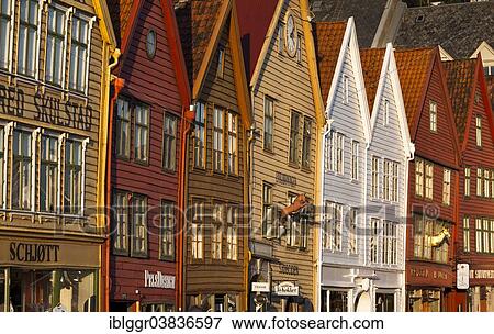 "Row of houses, Tyske Bryggen in the evening light, Bergen, Hordaland, Norway, Europe" View Large Photo Image Stock Photo - "Row of houses, Tyske Bryggen in the evening light, Bergen, Hordaland, Norway, Europe". Fotosearch
