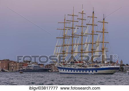 Stock Photo - "Royal Clipper, a five-masted tall ship in the Bacino di San Marco, Venice, Italy, Europe". Fotosearch