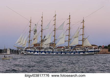 Stock Photograph - "Royal Clipper, a five-masted tall ship sailing on the Canale della Giudecca, Venice, Italy, Europe". Fotosearch