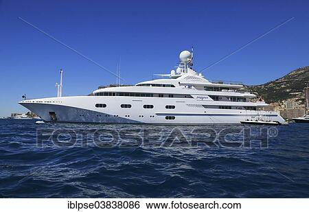 Royal Denship motor yacht Pegasus V at anchor in front of the Principality of Monaco View Large Photo Image Stock Photograph - Royal Denship motor yacht Pegasus V at anchor in front of the Principality of Monaco. Fotosearch