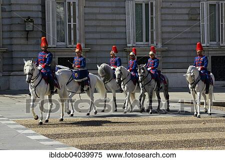 "Royal Guards on horseback in front of the Royal Palace, Madrid, Spain, Europe" View Large Photo Image Stock Photography - "Royal Guards on horseback in front of the Royal Palace, Madrid, Spain, Europe". Fotosearch